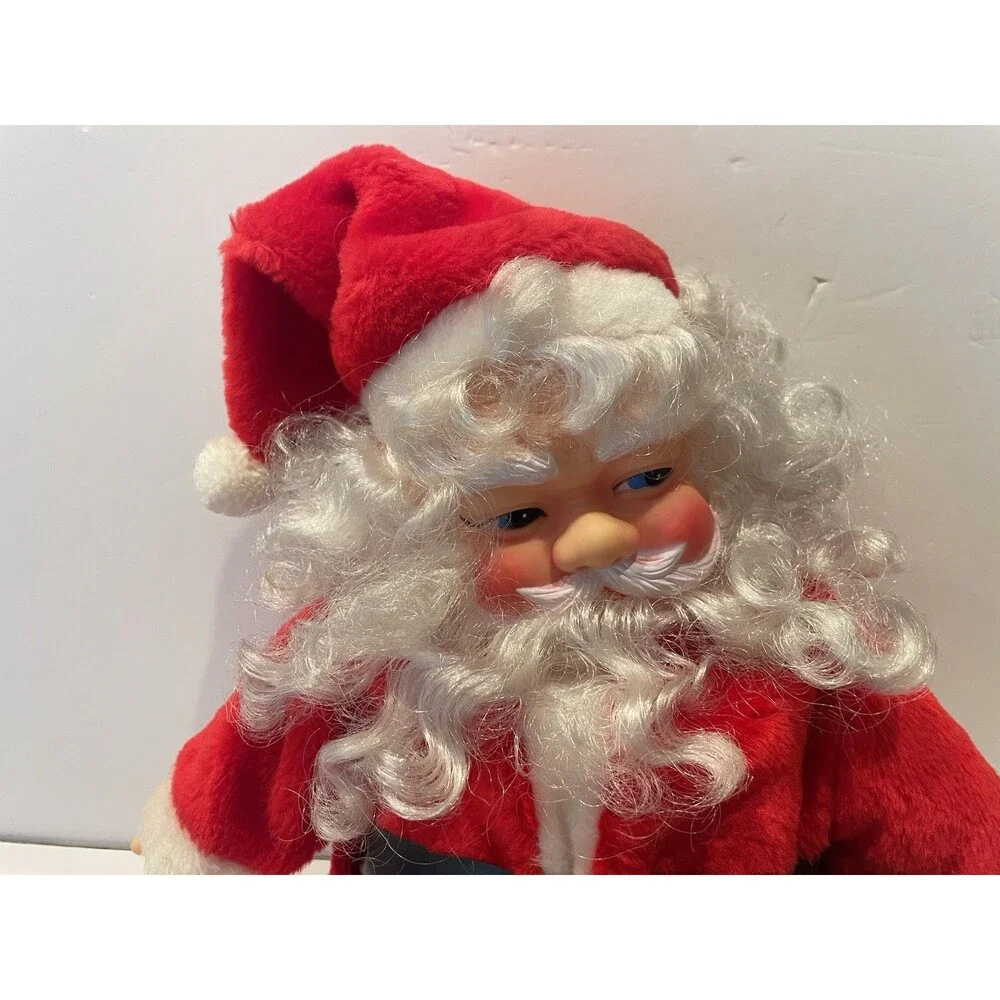 Vintage LARGE SANTA CLAUS plush doll stuffed rubber face vintage retro
